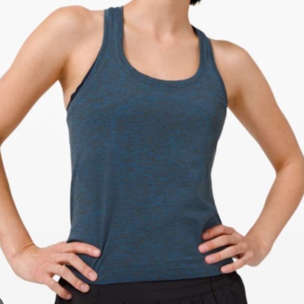 🍋Lululemon Swiftly Tech Tank (race length) Heather blue/black, size 12